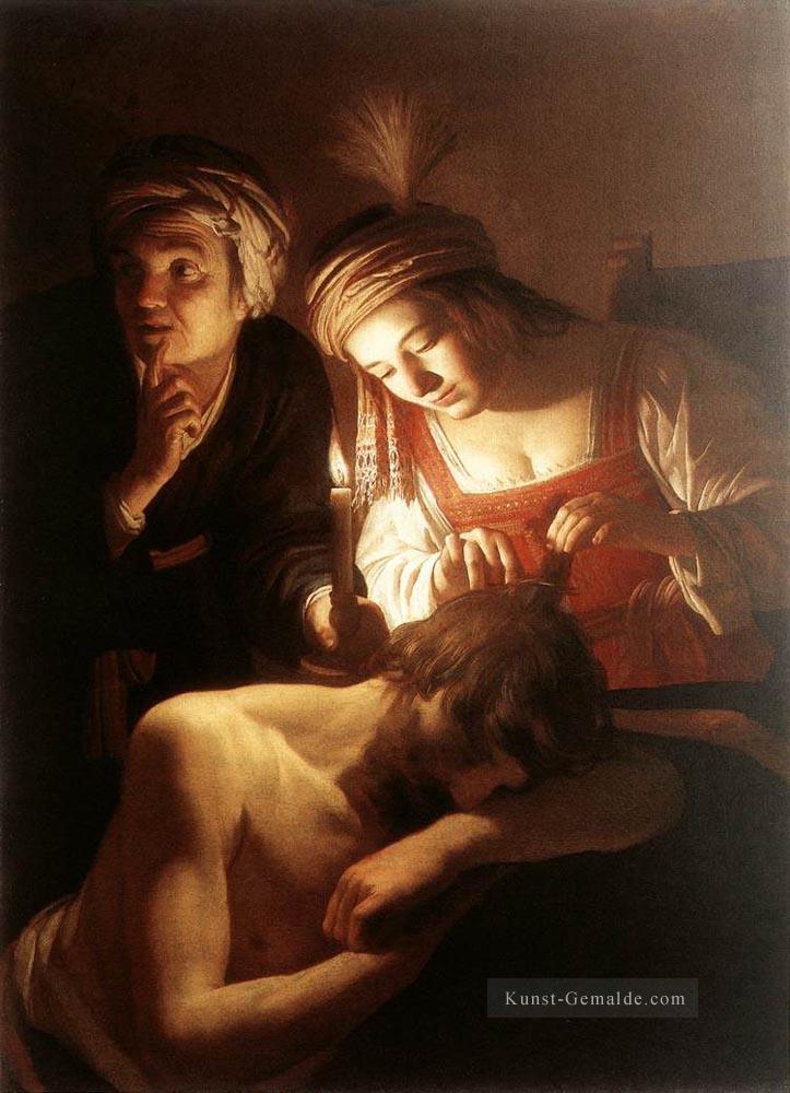 Samson und Delilah Nachtkerzenlicht Gerard van Honthorst Ölgemälde